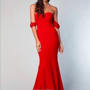Amira Detachable Sleeve Red Dress